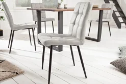 Retro Design Stuhl MODENA stone grau mit Ziersteppung