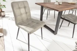 Retro Design Stuhl MODENA stone grau mit Ziersteppung