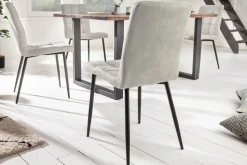 Retro Design Stuhl MODENA stone grau mit Ziersteppung