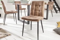 Retro Design Stuhl MODENA antik taupe Microfaser mit Ziersteppung