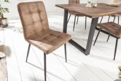 Retro Design Stuhl MODENA antik taupe Microfaser mit Ziersteppung