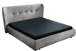Retro Doppelbett FLORENZ 180x200cm grau Samt Kingsize Polsterbett