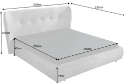 Retro Doppelbett FLORENZ 180x200cm grau Samt Kingsize Polsterbett