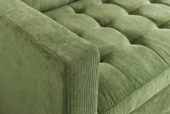 Retro Ecksofa STOCKHOLM 220cm grün Cordstoff Federkern 3-Sitzer