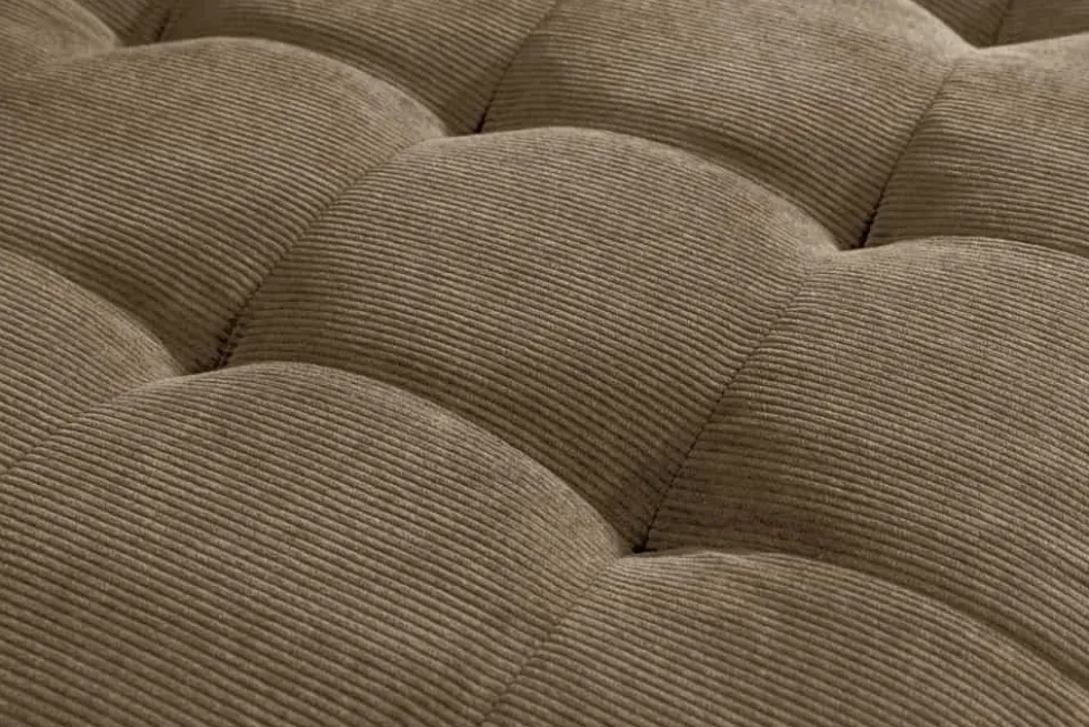 Retro Ecksofa STOCKHOLM 220cm taupe Cord Federkern 3-Sitzer