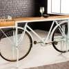 Retro Konsolentisch BICYCLE 190cm salbei natur Mangoholz Fahrrad Bartisch Upcycling