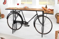 Retro Konsolentisch BICYCLE 195cm Mangoholz Fahrrad Bartisch Upcycling