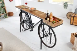 Retro Konsolentisch BICYCLE 195cm Mangoholz Fahrrad Bartisch Upcycling