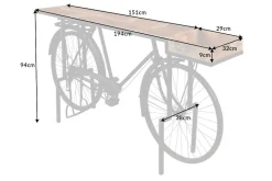 Retro Konsolentisch BICYCLE 195cm Mangoholz Fahrrad Bartisch Upcycling