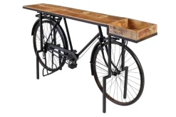 Retro Konsolentisch BICYCLE 195cm Mangoholz Fahrrad Bartisch Upcycling
