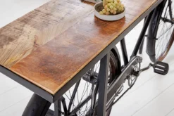 Retro Konsolentisch BICYCLE 195cm Mangoholz Fahrrad Bartisch Upcycling