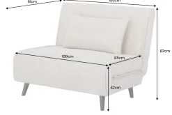 Retro Schlafsessel SMART MULTIFUNCTION 100cm beige Cord Bettfunktion inkl. Kissen
