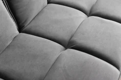 Retro Schlafsofa BOUTIQUE 215cm grau Samt 3-Sitzer mit schwarzen Füßen