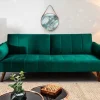 Retro Schlafsofa DIVANI 220cm smaragdgrün Samt 3-Sitzer mit Bettfunktion