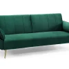 Retro Schlafsofa DIVANI 220cm smaragdgrün Samt goldene Metallfüße 3-Sitzer mit Bettfunktion