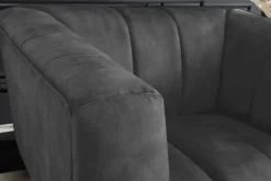 Retro Sessel NOBLESSE 105cm grau Samt schwarze Metallfüße Federkern Ziersteppung