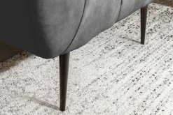 Retro Sessel NOBLESSE 105cm grau Samt schwarze Metallfüße Federkern Ziersteppung