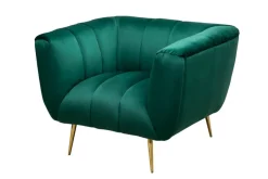 Retro Sessel NOBLESSE 105cm smaragdgrün Samt mit Ziersteppung