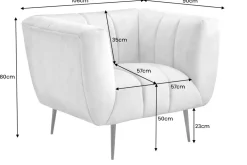Retro Sessel NOBLESSE 105cm champagner beige Samt mit Ziersteppung