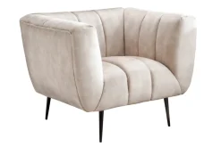 Retro Sessel NOBLESSE 105cm champagner beige Samt mit Ziersteppung