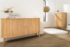 Retro Sideboard VALHALLA WOOD 160cm natur Eichenholz Schiebetüren