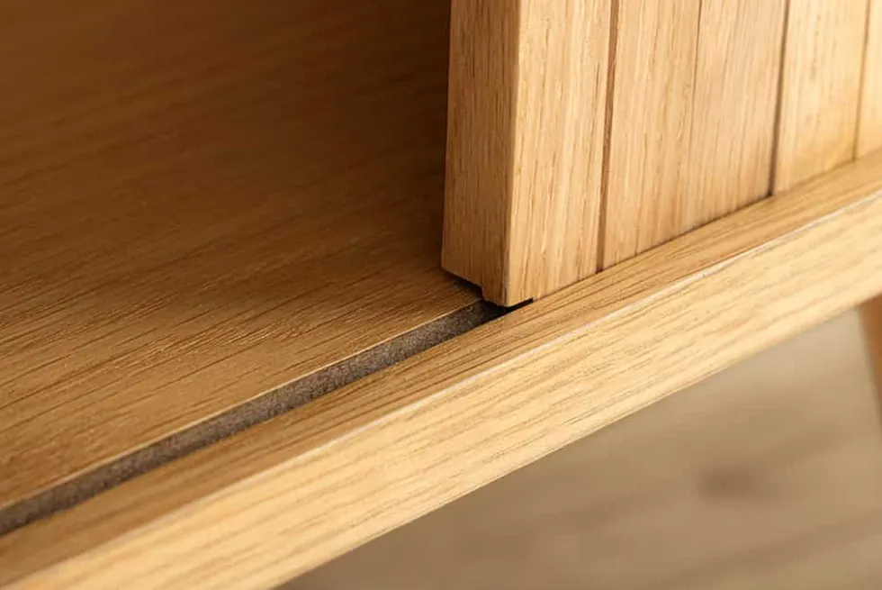 Retro Sideboard VALHALLA WOOD 160cm natur Eichenholz Schiebetüren