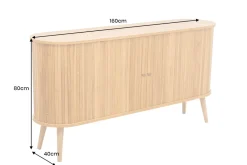 Retro Sideboard VALHALLA WOOD 160cm natur Eichenholz Schiebetüren