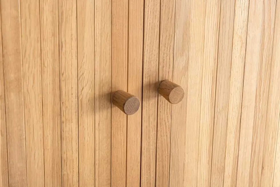 Retro Sideboard VALHALLA WOOD 160cm natur Eichenholz Schiebetüren