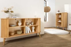 Retro Sideboard VALHALLA WOOD 160cm natur Eichenholz Schiebetüren
