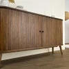 Retro Sideboard VALHALLA WOOD 160cm smoked Eichenholz Schiebetüren