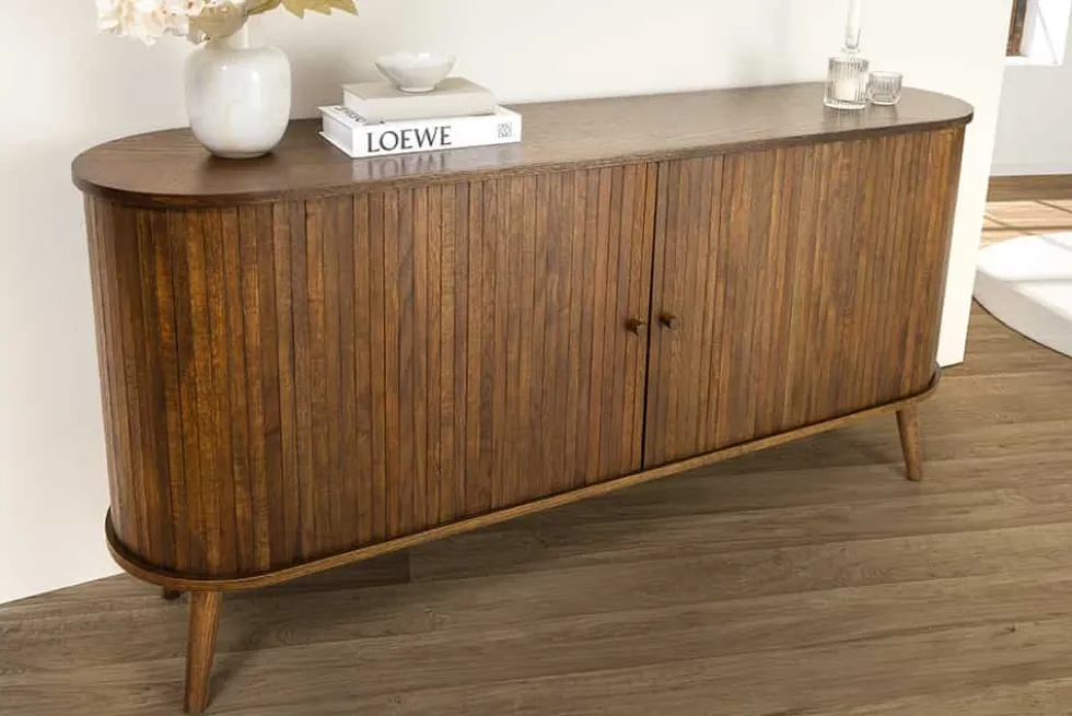 Retro Sideboard VALHALLA WOOD 160cm smoked Eichenholz Schiebetüren