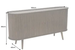 Retro Sideboard VALHALLA WOOD 160cm smoked Eichenholz Schiebetüren