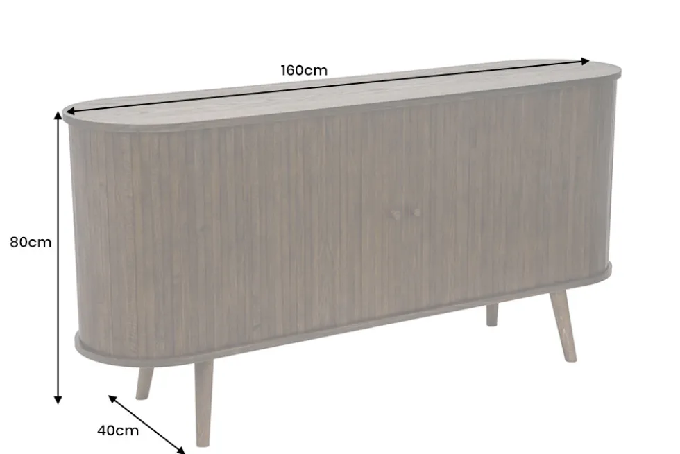 Retro Sideboard VALHALLA WOOD 160cm smoked Eichenholz Schiebetüren