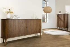 Retro Sideboard VALHALLA WOOD 160cm smoked Eichenholz Schiebetüren