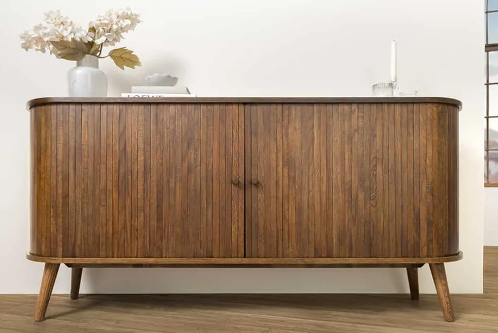 Retro Sideboard VALHALLA WOOD 160cm smoked Eichenholz Schiebetüren