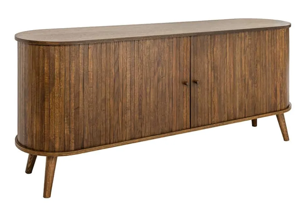Retro Sideboard VALHALLA WOOD 160cm smoked Eichenholz Schiebetüren