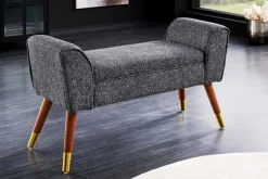 Retro Sitzbank SCARLETT 90cm anthrazit Bouclé mit Armlehnen
