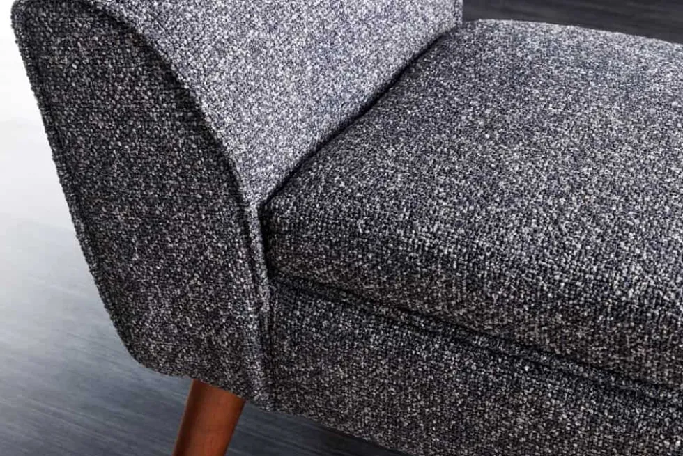 Retro Sitzbank SCARLETT 90cm anthrazit Bouclé mit Armlehnen