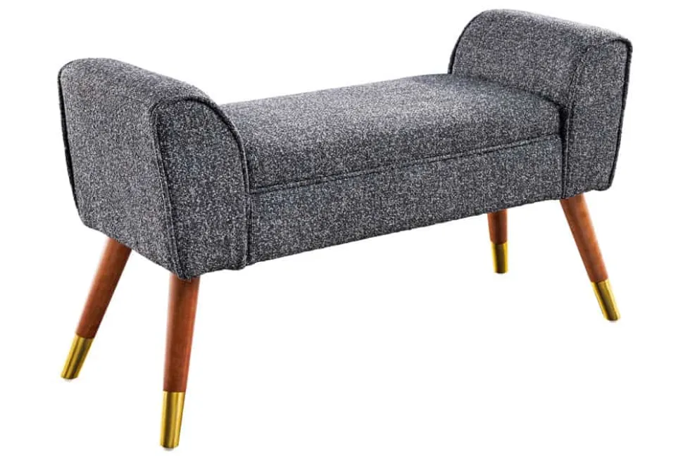 Retro Sitzbank SCARLETT 90cm anthrazit Bouclé mit Armlehnen
