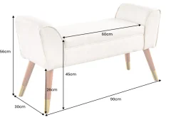 Retro Sitzbank SCARLETT 90cm anthrazit Bouclé mit Armlehnen
