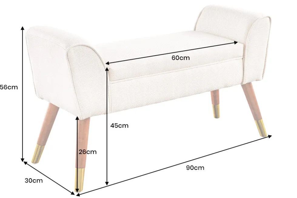 Retro Sitzbank SCARLETT 90cm anthrazit Bouclé mit Armlehnen