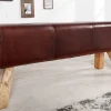 Retro Sitzbank TURNBOCK 120cm mit Echtleder Bezug Mangoholz Bank