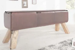 Retro Sitzbank TURNBOCK 120cm mit Echtleder Bezug Mangoholz Bank