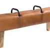 Retro Sitzbank TURNBOCK 134cm mit Echtleder Bezug Mangoholz Bank