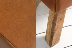 Retro Sitzbank TURNBOCK 134cm mit Echtleder Bezug Mangoholz Bank