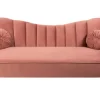 Retro 3-Sitzer Sofa ARIELLE 220cm altrosa Samt goldene Metallfüße Ziersteppung