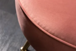 Retro 3-Sitzer Sofa ARIELLE 220cm altrosa Samt goldene Metallfüße Ziersteppung
