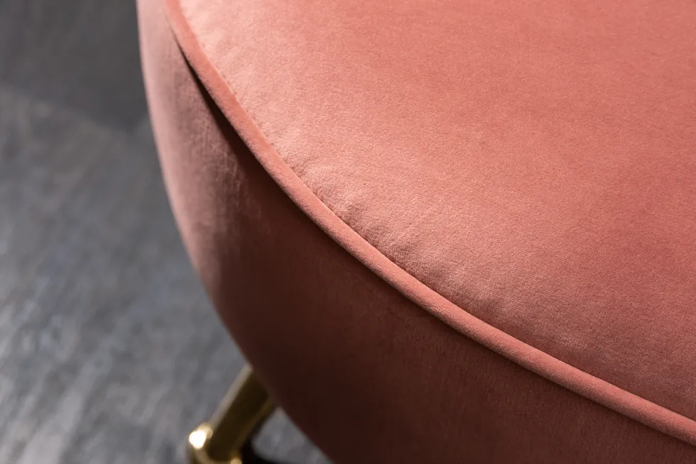 Retro 3-Sitzer Sofa ARIELLE 220cm altrosa Samt goldene Metallfüße Ziersteppung