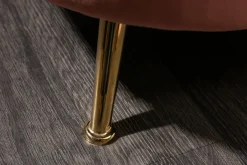 Retro 3-Sitzer Sofa ARIELLE 220cm altrosa Samt goldene Metallfüße Ziersteppung