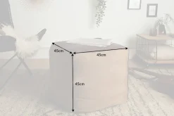 Retro Sitzpouf MUSTANG 45cm Lederbezug mit Leinen Sitzwürfel